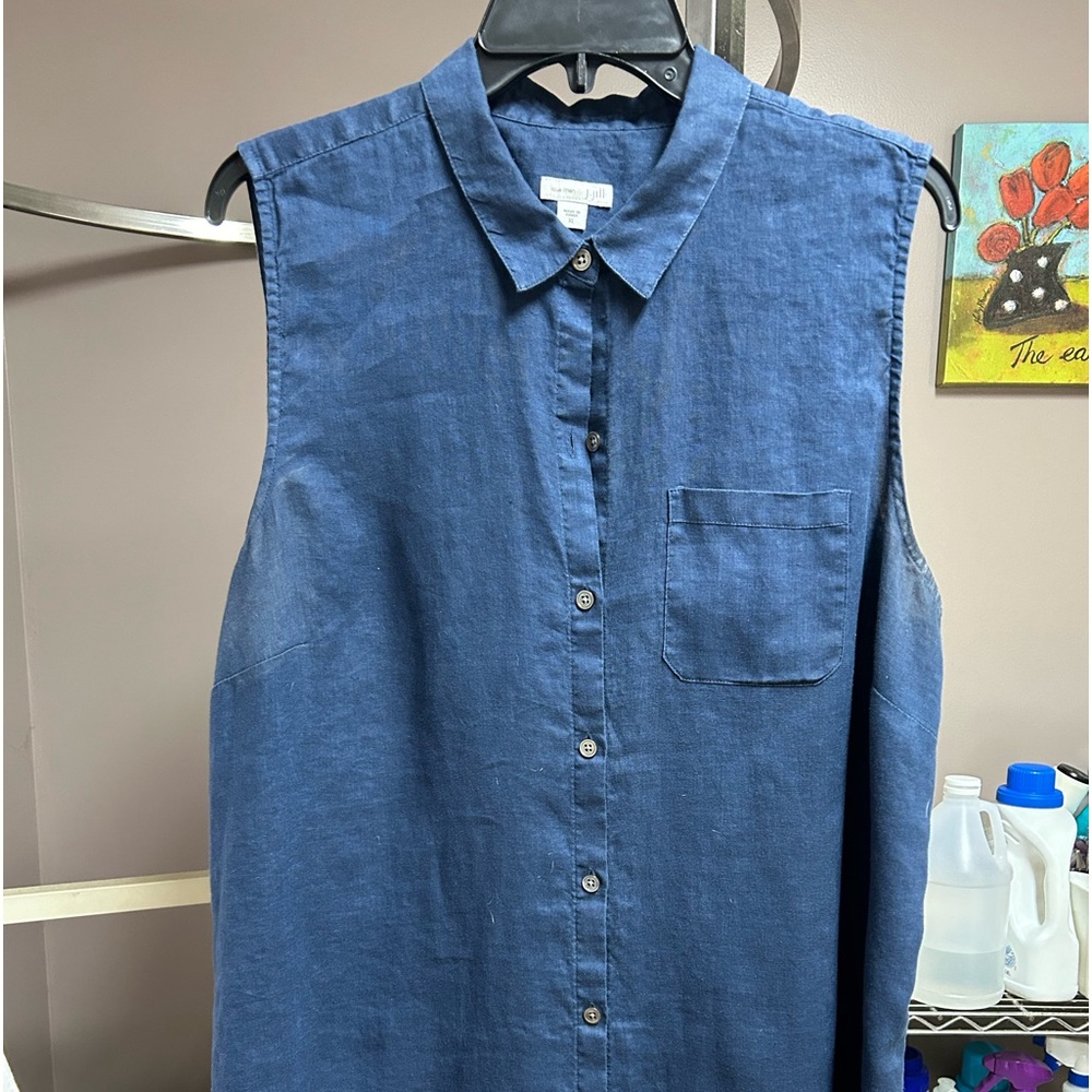 J Jill ~ Linen Long sleeveless denim shirt